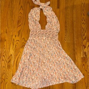 SHEIN Floral Halter Neck Tank Top - Pink and Orange